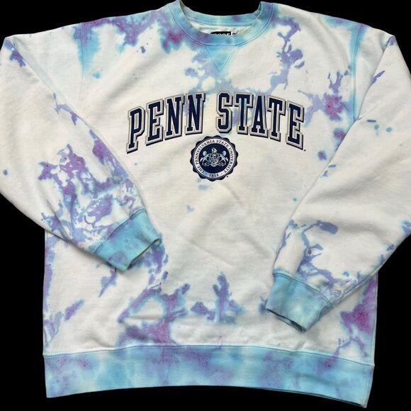 Big Cotton Penn State Tie Dye Sweatshirt Mens M Athleisure Crew Neck Long Sleeve - Picture 1 of 9